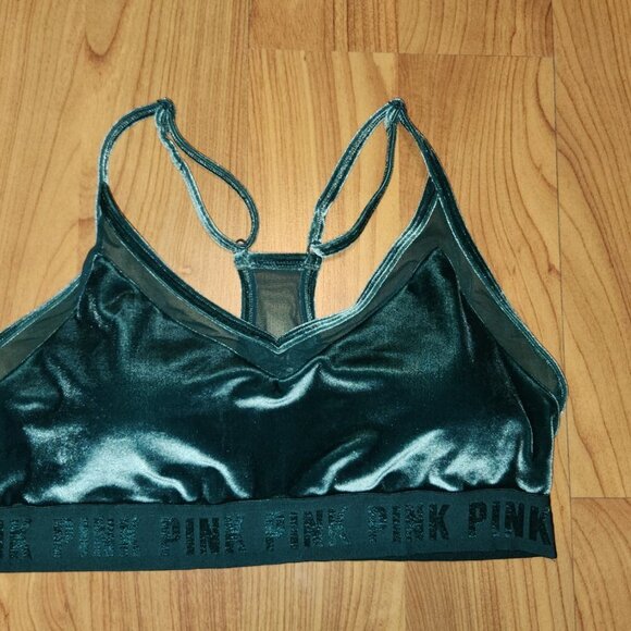 PINK ULTIMATE LIGHTLY-LINED VELVET SPORTS BRA Victorias Secret Teal Blue - Picture 6 of 7